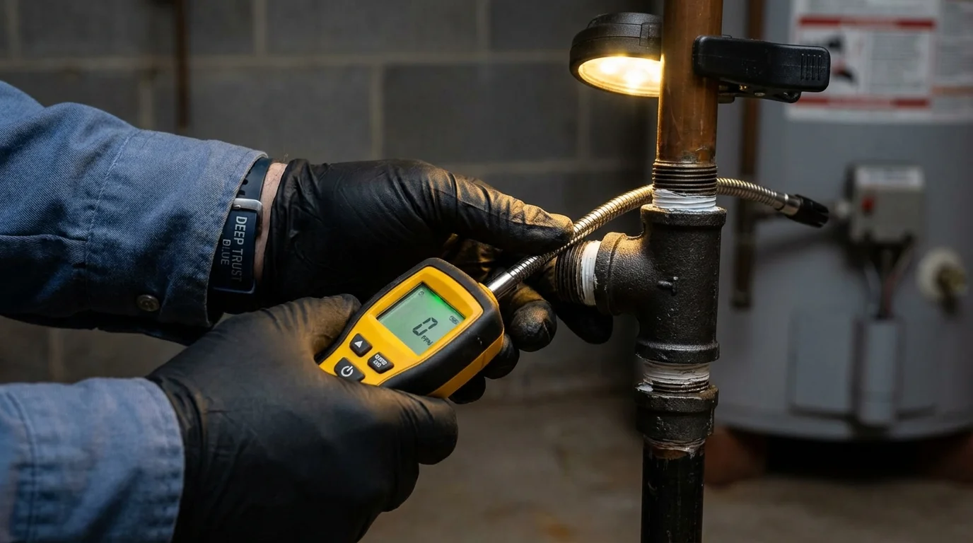 Gas leak detection with electronic sniffer by Johns Plumbing LLC in Gunnison