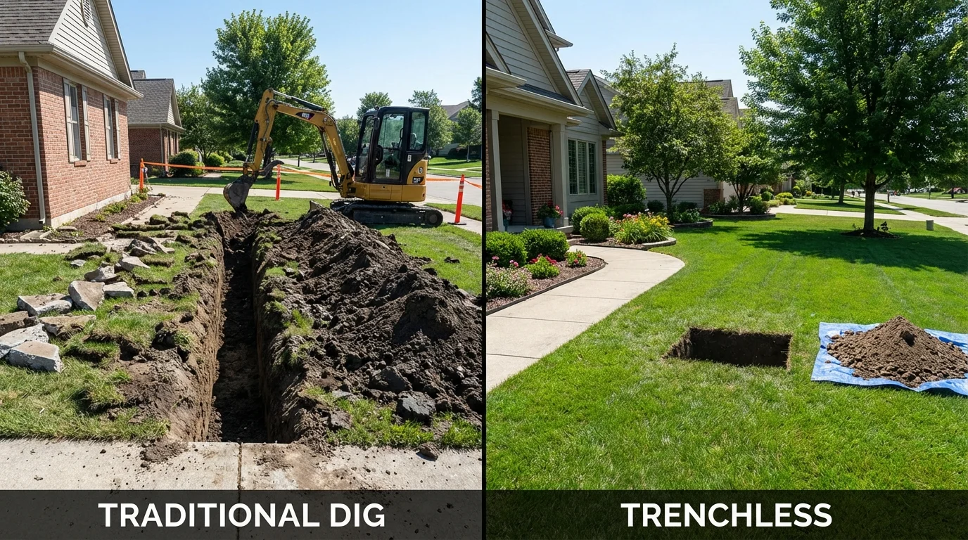 Trenchless sewer repair with minimal yard damage versus traditional excavation in Gunnison, CO